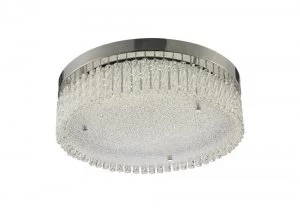 Large Round Flush Ceiling 21W 1900lm LED 4200K Polished Chrome, Crystal