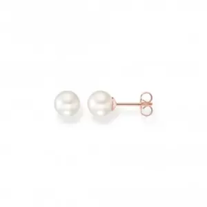 Sterling Silver Rose Gold Plated Pearl White Earrings H1430-428-14
