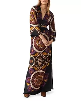 ba & sh Falva Floral Print Cutout Maxi Dress