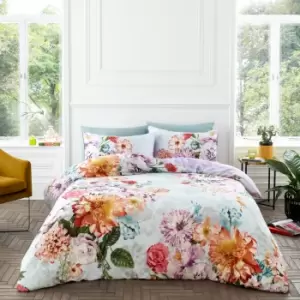 Hyperion Interiors Amaranth Floral 100% Cotton Duvet Cover & Pillowcase Set Purple