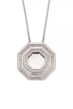 Recycled Sterling Silver & CZ Octagon Pendant Necklace