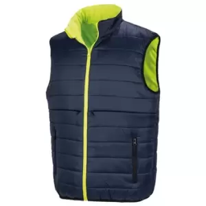 Result Safeguard Mens Reversible Soft Padded Safety Gilet (XL) (Fluorescent Yellow/Navy)