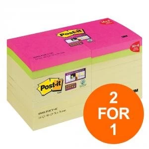 Post it Super Sticky 76x76 90 Sheets Yellow Ref 654SS P14CY Pack 144