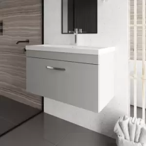 Nuie - Athena Wall Hung 1-Drawer Vanity Unit with Basin-1 800mm Wide - Gloss Grey Mist