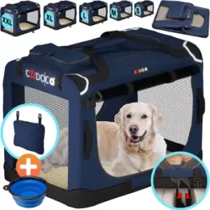 CADOCA Pet Carrier Fabric Dog Cat Rabbit Transport Bag Cage Folding Puppy Crate XXXL - Navy Blau (de)