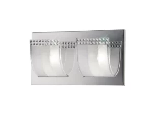 Charis Flush Wall Lamp Switched 2 Light Polished Chrome, Glass, Crystal