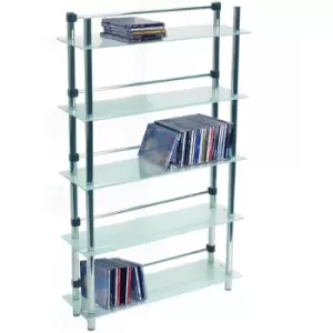 MAXWELL - 5 Tier 165 DVD / Bluray / 250 CD / Media Storage Shelves - Frosted - Silver / Frosted