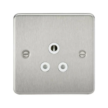 Flat Plate 5A unswitched socket - brushed chrome with white insert - Knightsbridge