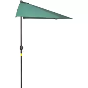 3(m) Half Round Parasol Garden Sun Umbrella Metal w/ Crank Green - Outsunny