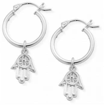 ChloBo Womens Hamsa Hand Hoop Earrings Sterling Silver Jewellery