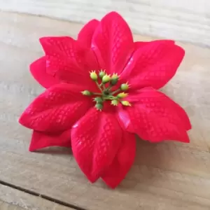 Pack of 4 10cm clip on Red Christmas Poinsettias Decorations for Tree Wreath Garland Flower Craft