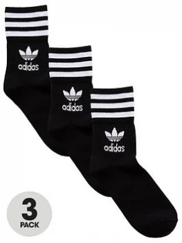 adidas Originals 3 Pack of Mid Cut Crew Socks - Black Size M Men