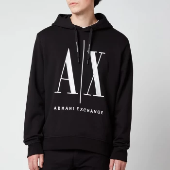 Armani Exchange Mens Large Ax Logo Hoodie - Black - S