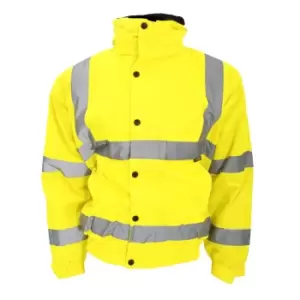 Warrior Memphis High Visibility Bomber Jacket / Safety Wear / Workwear (L) (Fluorescent Yellow)