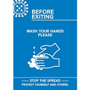 Seco Health & Safety Poster Before exiting, wash your hands Semi-Rigid Plastic 21 x 29.7 cm