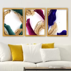 3AC166 Multicolor Decorative Framed Painting (3 Pieces)