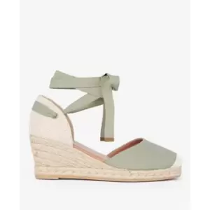 Barbour Candice Tie-Up Espadrille Wedges - Green