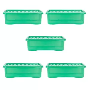 Wham Crystal 32L Storage Box and Lid Set Of 5 - Tint Leprechaun Green