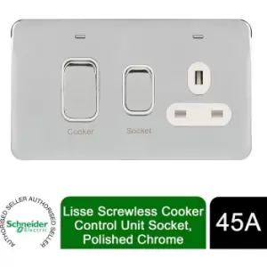 Lisse Screwless CookerControl Unit Socket 45A Polished Chrome - Schneider Electric