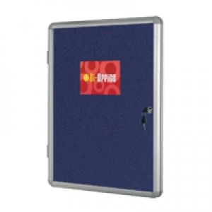 Bi-Office Lockable Internal Display Case 1780x1180mm Blue Felt Alumini