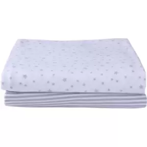 Stars & Stripes 2 Pack Fitted Moses Sheets - Grey - Clair De Lune