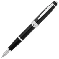 Cross Bailey AT0456-7MS Medium Fountain Pen - Black with Chrome (in Gift Box)