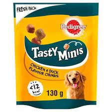 Pedigree Tasty Minis Dog Treats Chewy Cubes with Chicken & Duck 130g