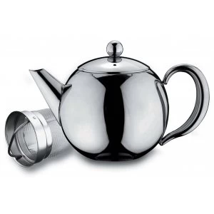 Caf&eacute; Ole Rondo Stainless Steel Tea Pot Easy Pour Teapot with Infuser Basket 35oz 1000ml