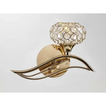 Leimo wall light with switch 1 Bulb Right gold / crystal