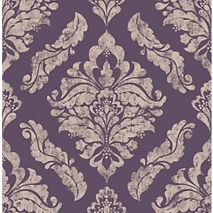 Boutique Damaris Damson/Purple Decorative Wallpaper - 10m