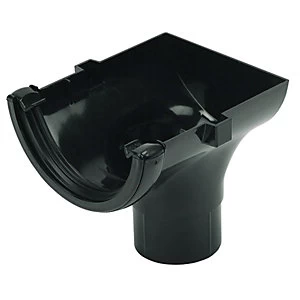 FloPlast RO2B Round Line Gutter Stopend Outlet - Black