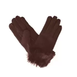 Eastern Counties Leather Womens/Ladies Toscana Trim Cuff Sheepskin Gloves (S) (Brown)