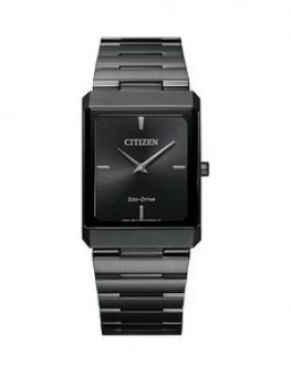 Citizen Eco Drive Stiletto Grey Ip Stainless Steel Black Dial Watch
