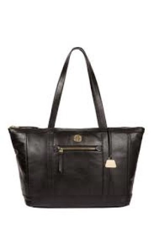 Pure Luxuries London Jet Black 'Willow' Leather Tote Bag