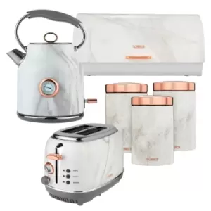 Tower AOBUNDLE017 1.7L Kettle and 2 Slice Toaster Set with 3 Canisters and Bread Bin