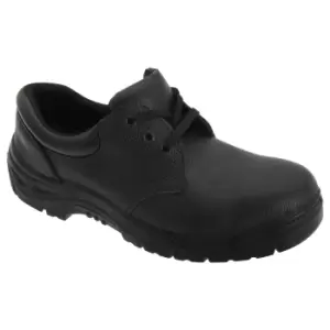 Grafters Mens 3 Eye Grain Leather Safety Toe Cap Shoes (44 EUR) (Black)