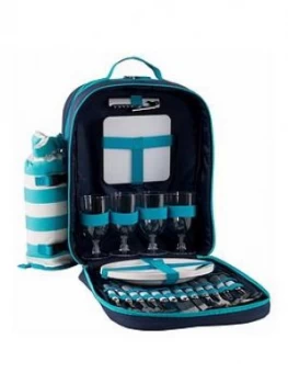 Coast 4 Person Aqua Picnic Backpack With Bottle Holder