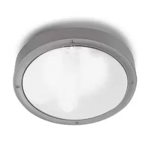 Basic Outdoor Simple Flush Large Grey, Opal IP65 E27
