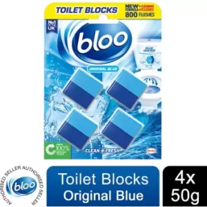 Bloo - Toilet Rim Blocks Original Blue Clean+Fresh with Fresh Fragrance, 4x50g