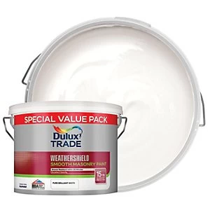 Dulux Trade Weathershield Smooth Masonry Paint - Brilliant White 7.5L