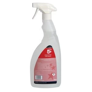 5 Star Facilities 750ml Spray and Wipe with Bleach Bactericidal Cleaner