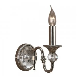 1 Light Indoor Candle Wall Light Polished Nickel Plate with Crystal, E14