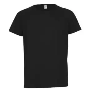 SOLS Childrens/Kids Sporty Unisex Short Sleeve T-Shirt (10yrs) (Black)