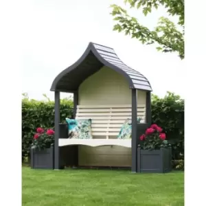 AFK Orchard Arbour Wooden Garden Seat Chair Charcoal Grey & Stone FSC