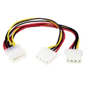 StarTech 4 pin Molex M to 2 x 4 pin Molex F F 0.2m Retail Packaged Internal Splitter Cable
