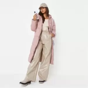 Missguided Vertical Seamed Longline Puffer - Pink