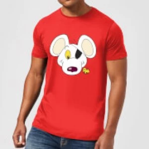 Danger Mouse Face & Logo Mens T-Shirt - Red - XL