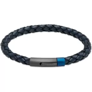 Unique & Co. Navy Blue Leather Bracelet with Blue/Gunmetal Plated Clasp