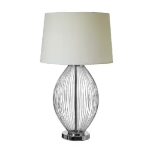 Chrome Curved Wire Frame with Linen Shade Table Lamp