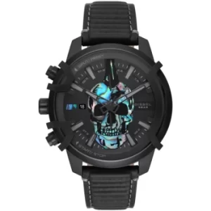 Diesel Griffed Chronograph Black Leather Watch